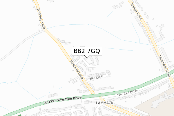 BB2 7GQ map - large scale - OS Open Zoomstack (Ordnance Survey)