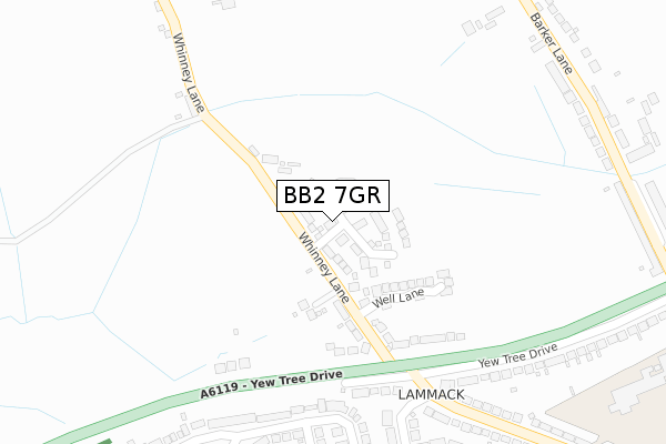 BB2 7GR map - large scale - OS Open Zoomstack (Ordnance Survey)