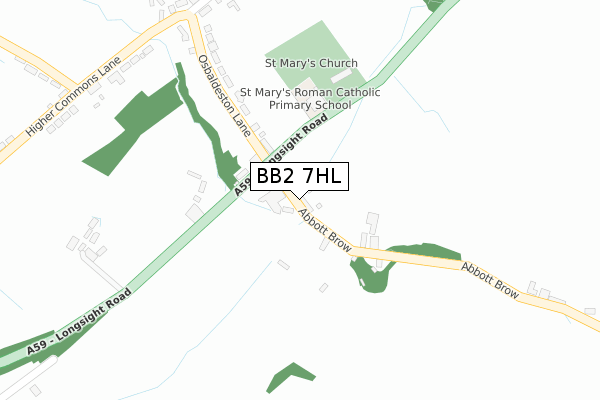 BB2 7HL map - large scale - OS Open Zoomstack (Ordnance Survey)