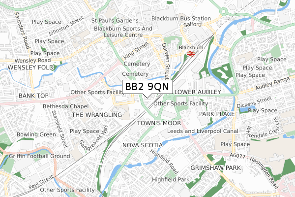 BB2 9QN map - small scale - OS Open Zoomstack (Ordnance Survey) BB2 9QN map - small scale - OS Open Zoomstack (Ordnance Survey)