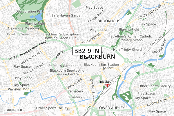 BB2 9TN map - small scale - OS Open Zoomstack (Ordnance Survey)