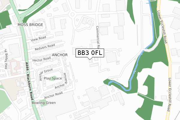 BB3 0FL map - large scale - OS Open Zoomstack (Ordnance Survey)