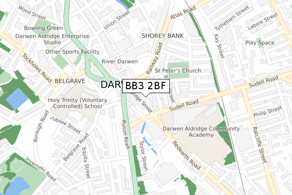 BB3 2BF map - large scale - OS Open Zoomstack (Ordnance Survey)