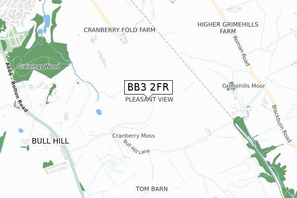 BB3 2FR map - small scale - OS Open Zoomstack (Ordnance Survey)