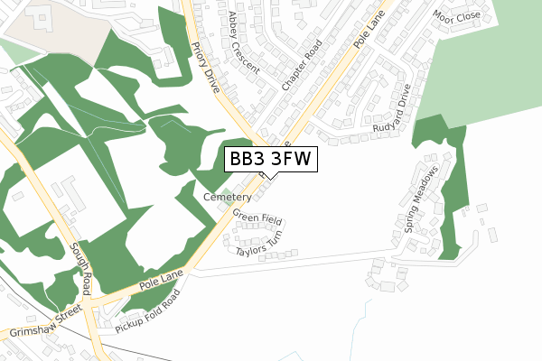 BB3 3FW map - large scale - OS Open Zoomstack (Ordnance Survey) BB3 3FW map - large scale - OS Open Zoomstack (Ordnance Survey)