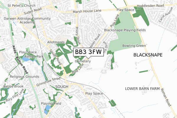 BB3 3FW map - small scale - OS Open Zoomstack (Ordnance Survey) BB3 3FW map - small scale - OS Open Zoomstack (Ordnance Survey)