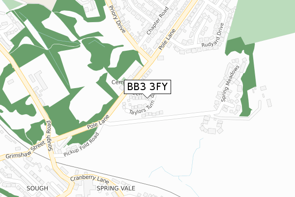 BB3 3FY map - large scale - OS Open Zoomstack (Ordnance Survey)