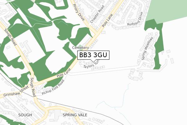 BB3 3GU map - large scale - OS Open Zoomstack (Ordnance Survey)