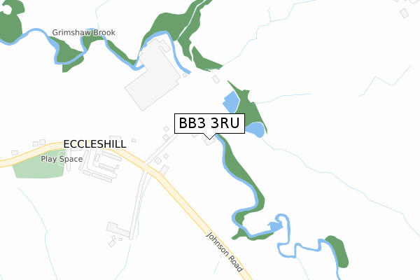 BB3 3RU map - large scale - OS Open Zoomstack (Ordnance Survey)