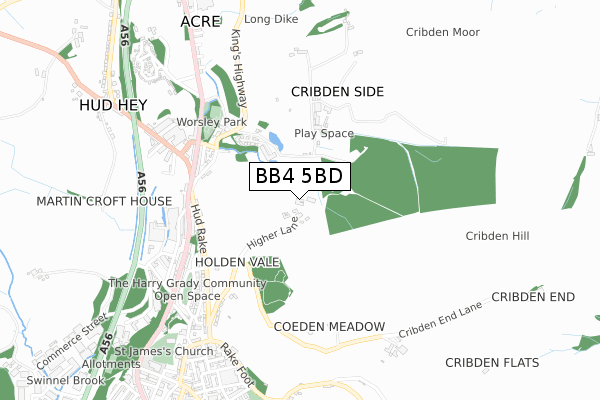 BB4 5BD map - small scale - OS Open Zoomstack (Ordnance Survey)