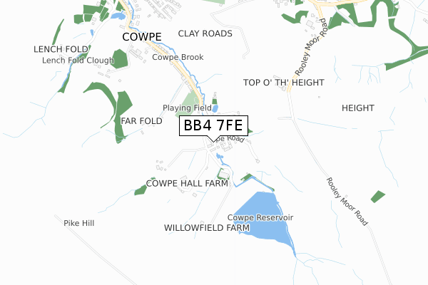 BB4 7FE map - small scale - OS Open Zoomstack (Ordnance Survey)