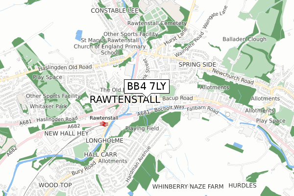 BB4 7LY map - small scale - OS Open Zoomstack (Ordnance Survey)