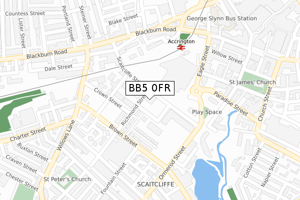 BB5 0FR map - large scale - OS Open Zoomstack (Ordnance Survey)