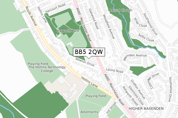 BB5 2QW map - large scale - OS Open Zoomstack (Ordnance Survey) BB5 2QW map - large scale - OS Open Zoomstack (Ordnance Survey)