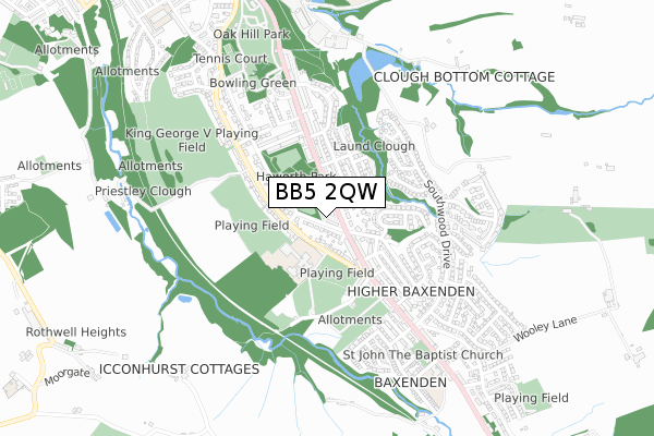 BB5 2QW map - small scale - OS Open Zoomstack (Ordnance Survey) BB5 2QW map - small scale - OS Open Zoomstack (Ordnance Survey)