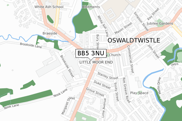 BB5 3NU map - large scale - OS Open Zoomstack (Ordnance Survey) BB5 3NU map - large scale - OS Open Zoomstack (Ordnance Survey)