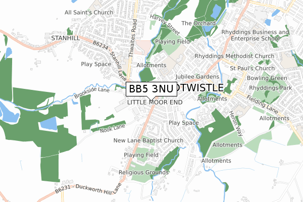 BB5 3NU map - small scale - OS Open Zoomstack (Ordnance Survey) BB5 3NU map - small scale - OS Open Zoomstack (Ordnance Survey)