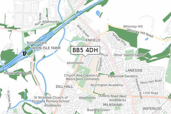 BB5 4DH map - small scale - OS Open Zoomstack (Ordnance Survey)