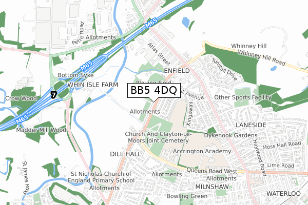 BB5 4DQ map - small scale - OS Open Zoomstack (Ordnance Survey)