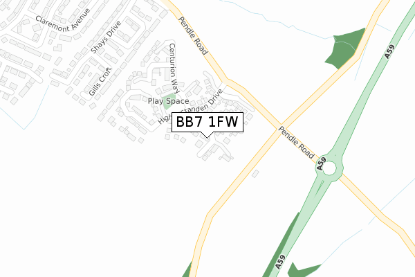 BB7 1FW map - large scale - OS Open Zoomstack (Ordnance Survey)