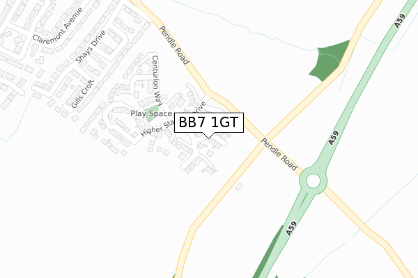 BB7 1GT map - large scale - OS Open Zoomstack (Ordnance Survey)