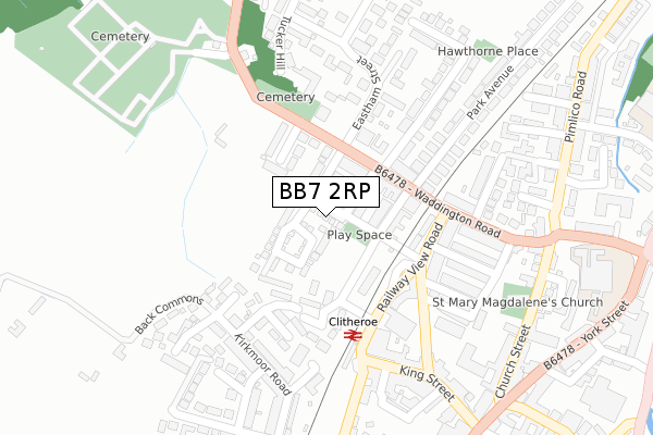 BB7 2RP map - large scale - OS Open Zoomstack (Ordnance Survey)