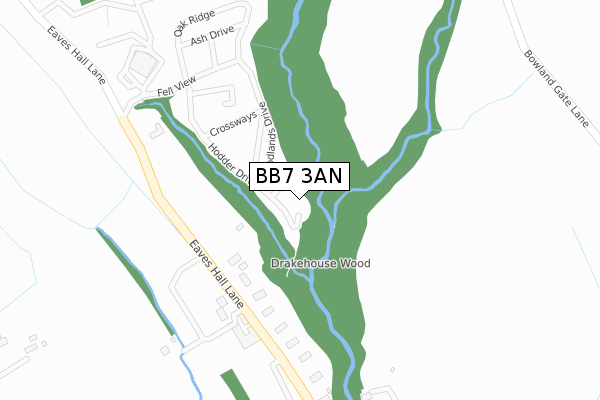 BB7 3AN map - large scale - OS Open Zoomstack (Ordnance Survey)