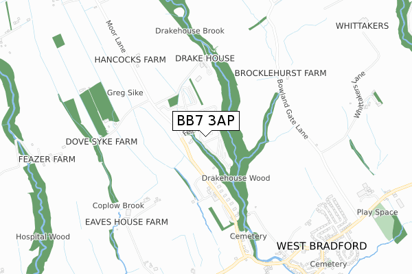 BB7 3AP map - small scale - OS Open Zoomstack (Ordnance Survey)