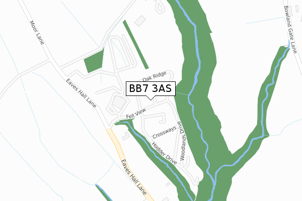 BB7 3AS map - large scale - OS Open Zoomstack (Ordnance Survey)