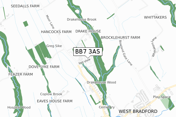 BB7 3AS map - small scale - OS Open Zoomstack (Ordnance Survey)