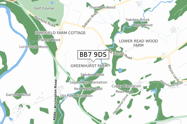 BB7 9DS map - small scale - OS Open Zoomstack (Ordnance Survey)