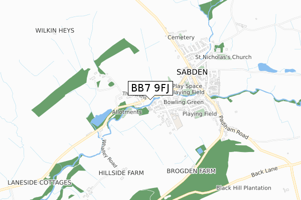 BB7 9FJ map - small scale - OS Open Zoomstack (Ordnance Survey) BB7 9FJ map - small scale - OS Open Zoomstack (Ordnance Survey)