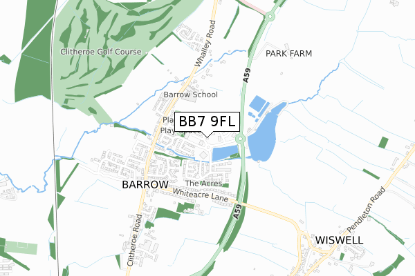 BB7 9FL map - small scale - OS Open Zoomstack (Ordnance Survey)