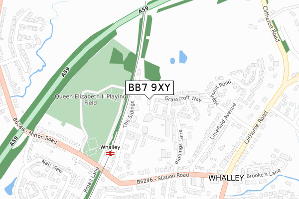 BB7 9XY map - large scale - OS Open Zoomstack (Ordnance Survey)