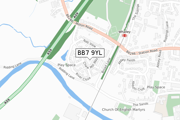 BB7 9YL map - large scale - OS Open Zoomstack (Ordnance Survey) BB7 9YL map - large scale - OS Open Zoomstack (Ordnance Survey)