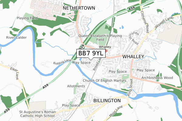 BB7 9YL map - small scale - OS Open Zoomstack (Ordnance Survey)