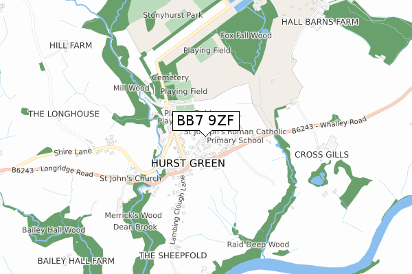 BB7 9ZF map - small scale - OS Open Zoomstack (Ordnance Survey) BB7 9ZF map - small scale - OS Open Zoomstack (Ordnance Survey)