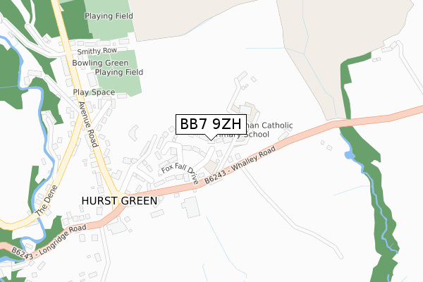 BB7 9ZH map - large scale - OS Open Zoomstack (Ordnance Survey)