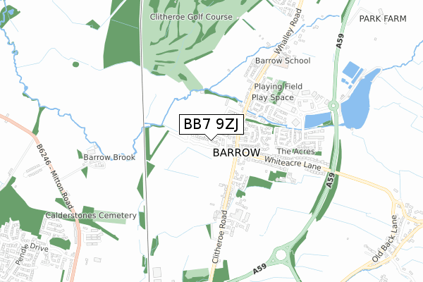 BB7 9ZJ map - small scale - OS Open Zoomstack (Ordnance Survey)