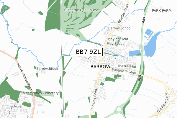 BB7 9ZL map - small scale - OS Open Zoomstack (Ordnance Survey)