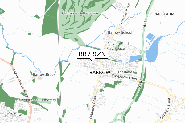 BB7 9ZN map - small scale - OS Open Zoomstack (Ordnance Survey) BB7 9ZN map - small scale - OS Open Zoomstack (Ordnance Survey)
