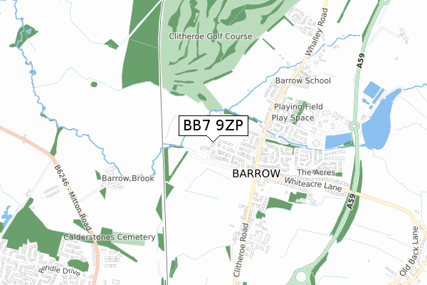 BB7 9ZP map - small scale - OS Open Zoomstack (Ordnance Survey)