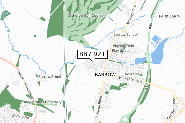BB7 9ZT map - small scale - OS Open Zoomstack (Ordnance Survey)