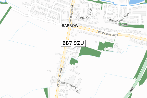 BB7 9ZU map - large scale - OS Open Zoomstack (Ordnance Survey)