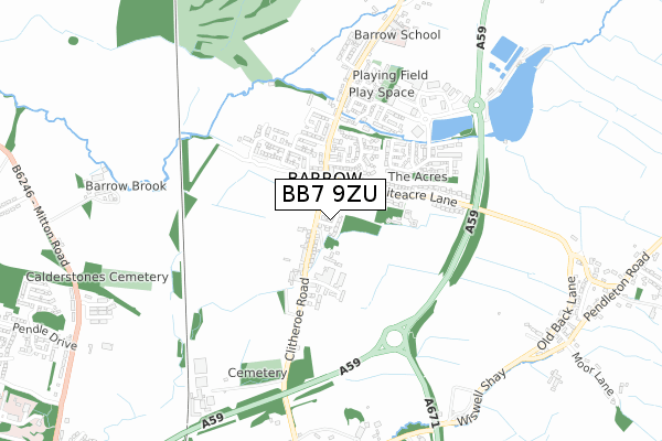 BB7 9ZU map - small scale - OS Open Zoomstack (Ordnance Survey)