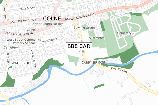 BB8 0AR map - large scale - OS Open Zoomstack (Ordnance Survey)