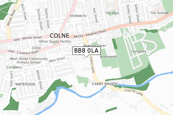 BB8 0LA map - large scale - OS Open Zoomstack (Ordnance Survey)