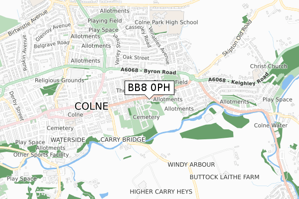 BB8 0PH map - small scale - OS Open Zoomstack (Ordnance Survey)