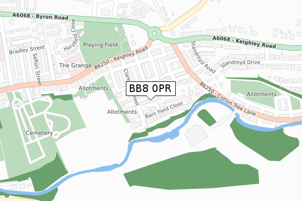 BB8 0PR map - large scale - OS Open Zoomstack (Ordnance Survey)