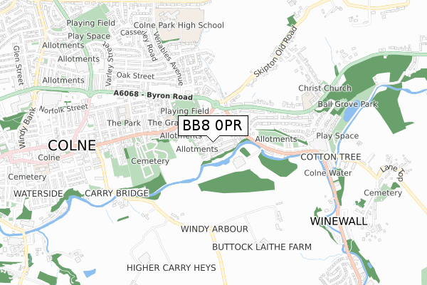 BB8 0PR map - small scale - OS Open Zoomstack (Ordnance Survey)